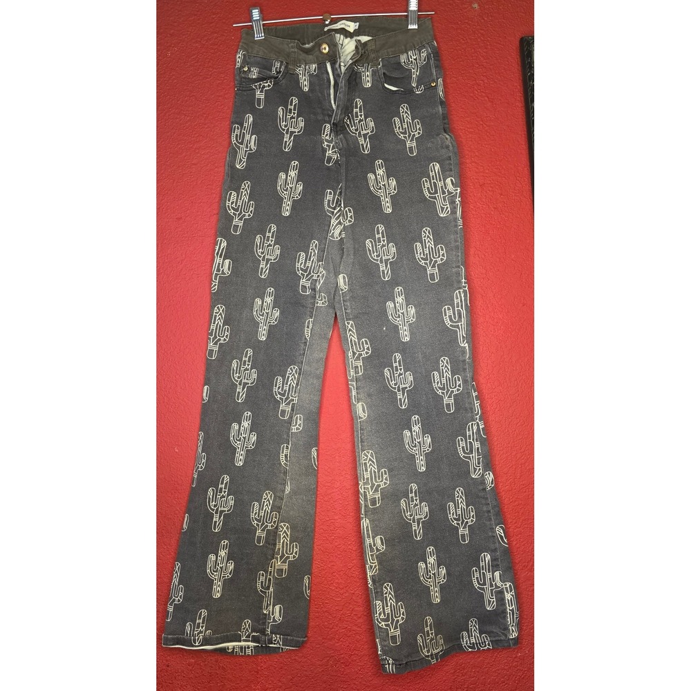 Ranch dressn Cactus Print Women's Jeans, Gray Denim‎ Pants